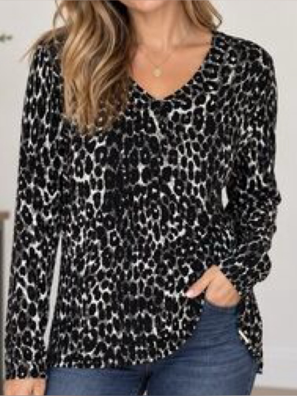 Michael Kors Animal Print V-Neck Sweater